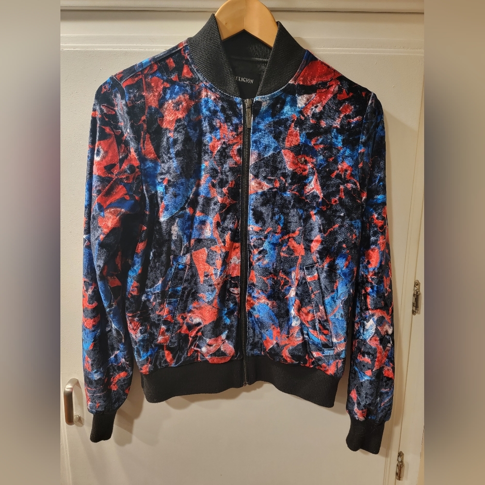 Velvet True Religion Graphic Bomber Jacket Womens Size XS/TP NWOT